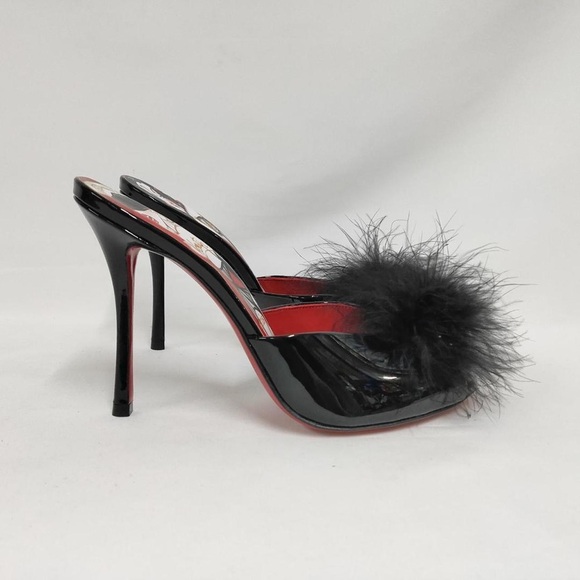 Christian Louboutin Black Feathered Heels - Picture 4 of 5